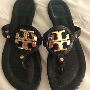 Tory Burch Black Miller Leather Sandals